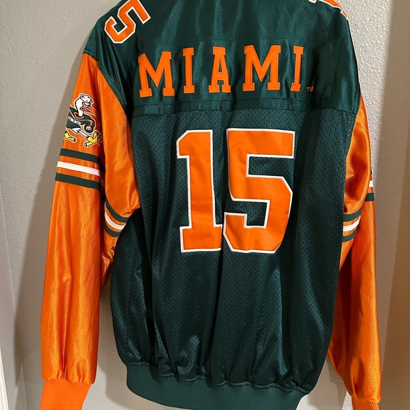 Vintage Miami  Florida Hurricanes patched   reversible jacket size L nwot - Picture 4 of 11